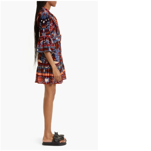 NWT $294 FARM Rio Nature Beauty Belted Minidress in NATURE BEAUTY BLUE! - Picture 4 of 7